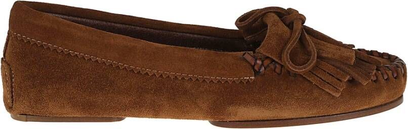 Paris Texas Bruine Suède Loafers met Franjes Brown Dames