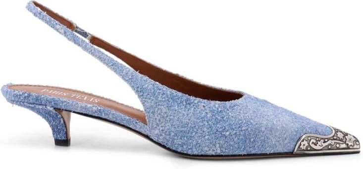 Paris Texas Denim slingback met metalen neus Blue Dames