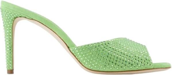 Paris Texas Groene Crystal Suede Stiletto Mules Groen Dames