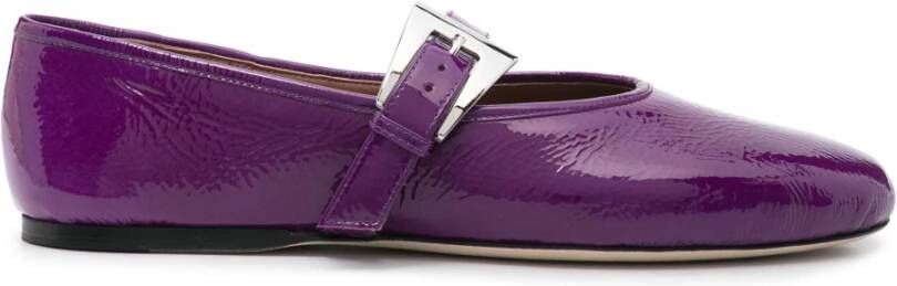 Paris Texas Paarse Leren Platte Schoenen met Gesp Purple Dames