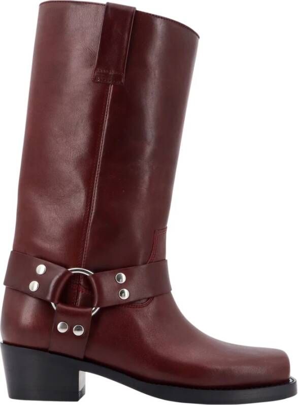 Paris Texas Studded Leather Boots with Metal Detail Red Dames
