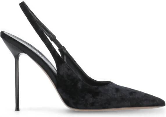 Paris Texas Zwarte Velvet Slingback met Pijl Teen Black Dames