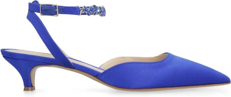 P.a.r.o.s.h. Zijden satijnen puntige neus sandalen Blue Dames