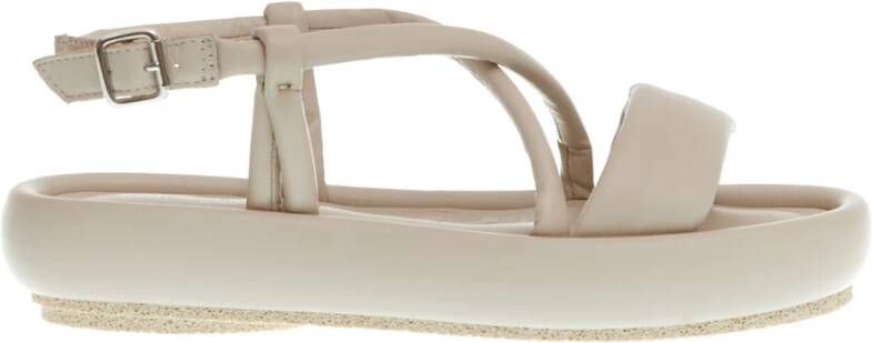 Patrizia Bonfanti Beige Lage Sleehak Leren Sandaal Beige Dames