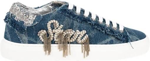 PATRIZIA PEPE Denim Sneakers met Versieringen Blauw Dames