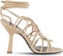 PATRIZIA PEPE Leren kooi sandalen met enkelband Beige Dames - Thumbnail 1