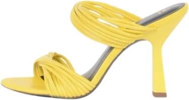 PATRIZIA PEPE Gladleren sandalen met gouden logo Yellow Dames