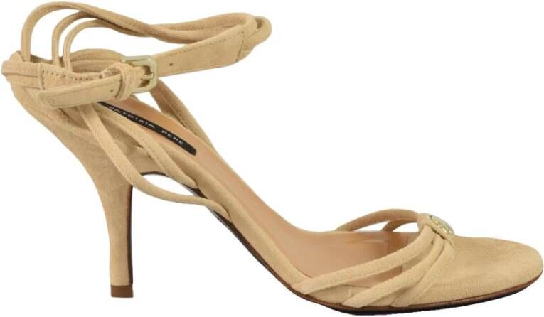 PATRIZIA PEPE Leren sandaal met leren zool Beige Dames