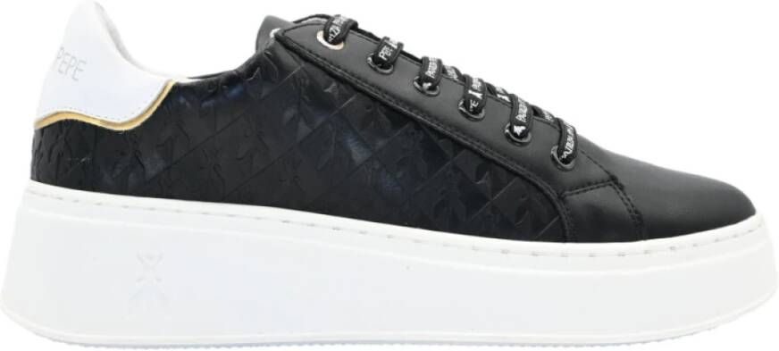 PATRIZIA PEPE Zwarte leren sneakers Black Dames