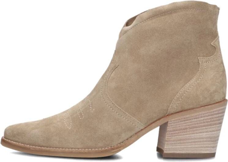 Paul Green Beige Suède Enkellaarzen met Unieke Stiksels Beige Dames