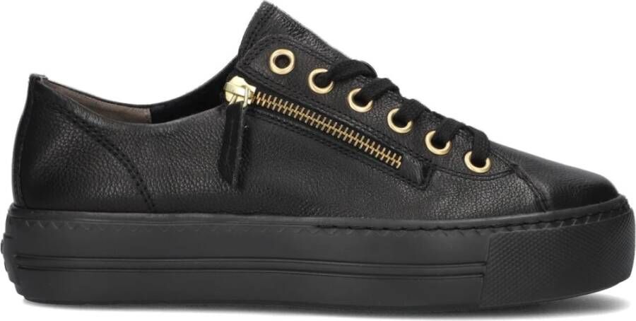 Paul Green Lage Zwarte Leren Sneakers Black Dames