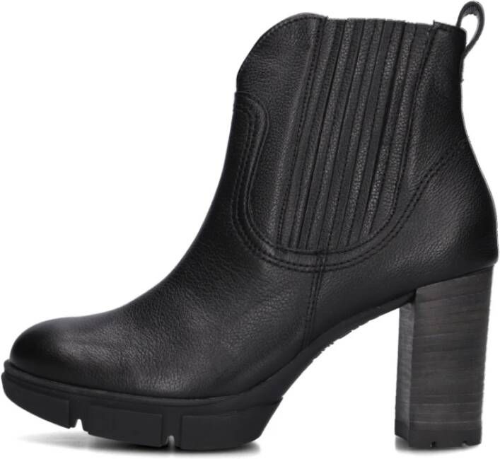 Paul Green Trendy Zwarte Leren Enkellaarsjes Black Dames