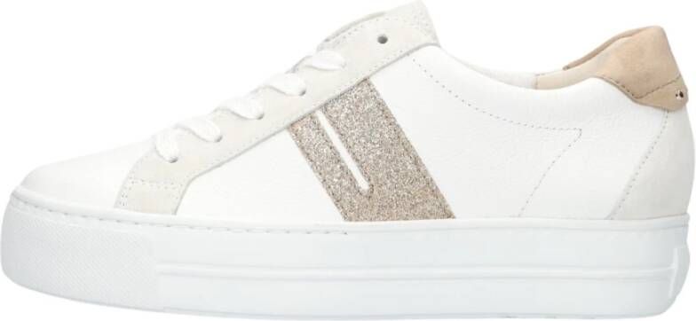 Paul Green Witte lage sneakers met suède panelen Multicolor Dames