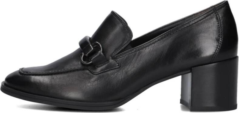 Paul Green Zwarte leren loafers met kettingdetail Black Dames