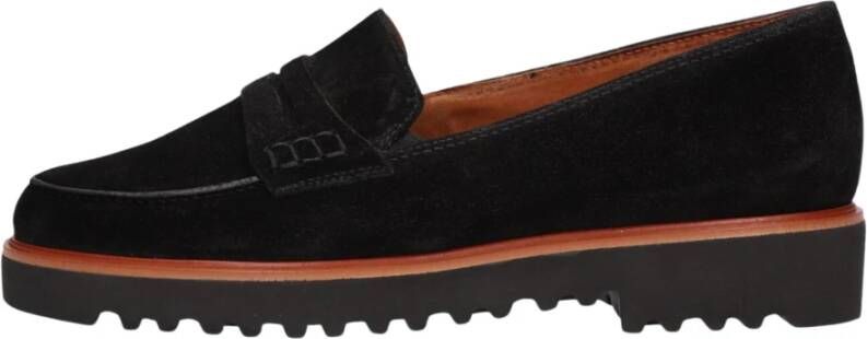 Paul Green Zwarte Suède Loafers met Decoratieve Band Black Dames