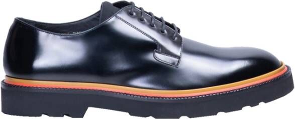 Paul Smith Ras Herenschoenen Zwarte Leren Derby met Oranje Rand Black Heren