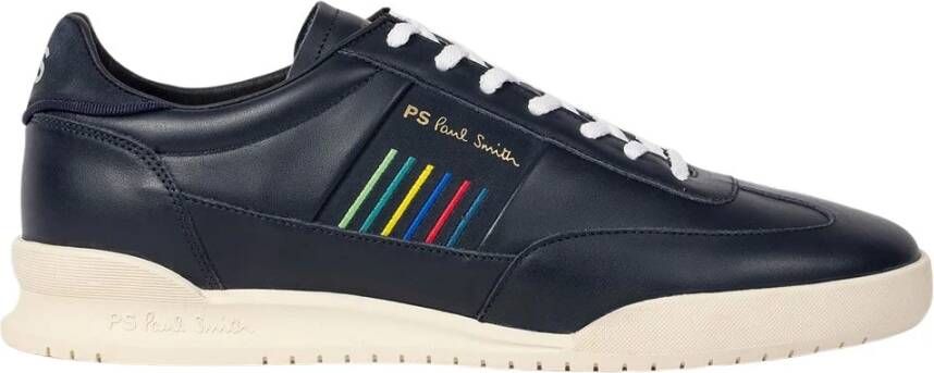 Paul Smith Navy Leren Sneakers met Grijs Paneel Black Heren