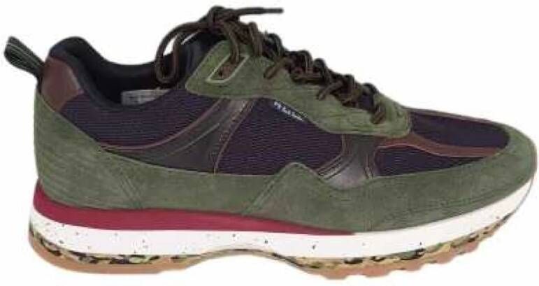 Paul Smith Navy Mesh Camo Basket Sneakers Green Heren