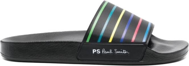 Paul Smith Regenboog Streep Logo Sandalen Zwart Heren