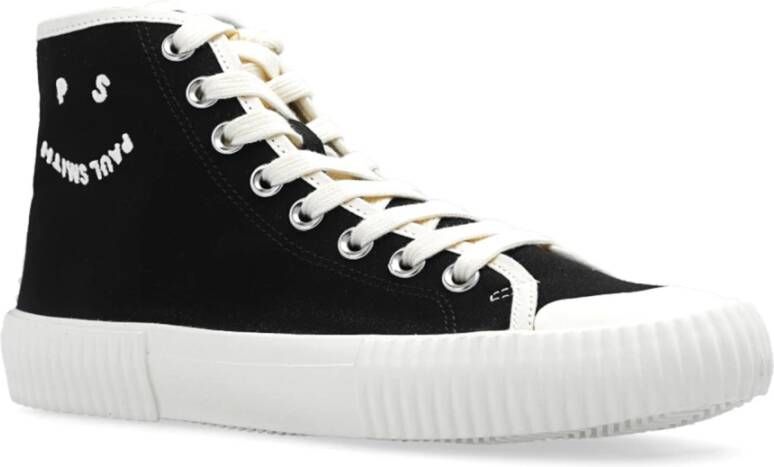 PS By Paul Smith Zwarte Canvas Sneakers met Witte Accenten Black Dames