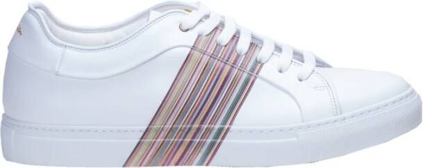 Paul Smith Wit Leren Gestreepte Sneakers White Heren