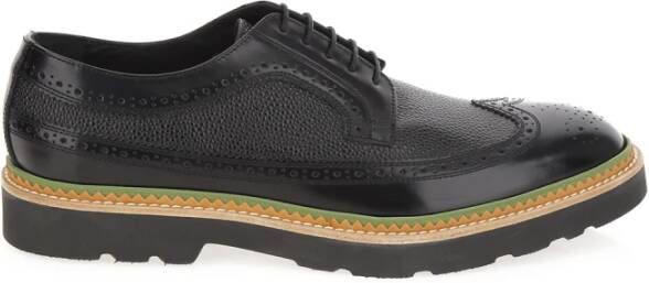 Paul Smith Zwarte leren sneakers met groene rubberen zool Black Heren