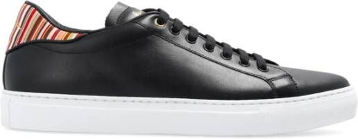 Paul Smith Zwarte Leren Sneakers met Multicolor Logo Detail Zwart Heren