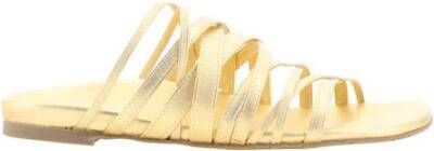 Pedro García Platte zool kalfsleren sandalen met banden Yellow Dames