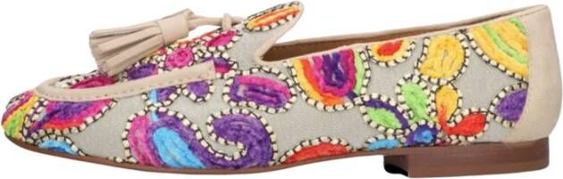 Pedro Miralles Beige Mesh Loafers met Velvet Accents Multicolor Dames