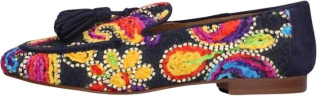 Pedro Miralles Blauwe Loafers met Kleurrijke Print Multicolor Dames