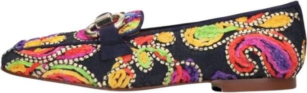 Pedro Miralles Blauwe Suède Loafer met Velvet Accents Multicolor Dames