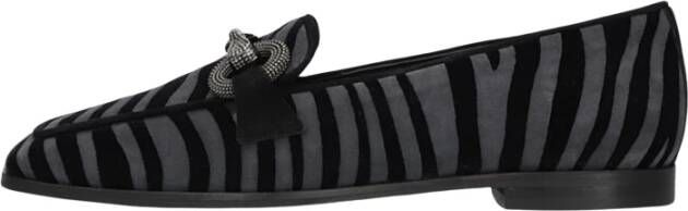 Pedro Miralles Grijze Suède Loafer met Zebra Print Black Dames