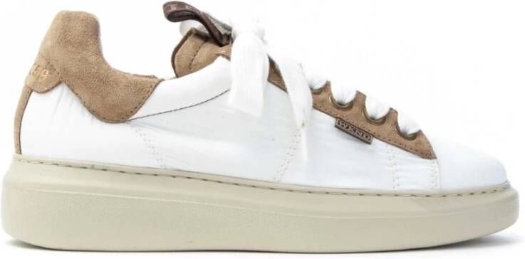 Pedro Miralles Nylon Vetersneakers met Suède Accenten White Dames