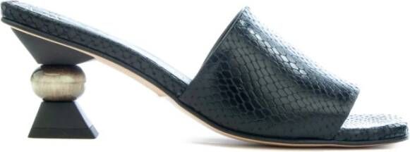 Pedro Miralles Python Print Sandal Strap Black Dames