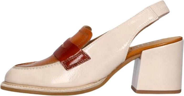 Pertini Beige Leren Loafers met Blokhak Beige Dames