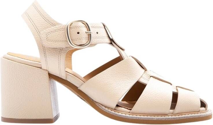 Pertini Beige leren sandalen met zijgesp Beige Dames