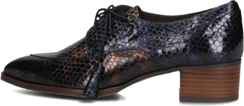 Pertini Blauwe Reptielenprint Veterschoenen Blue Dames