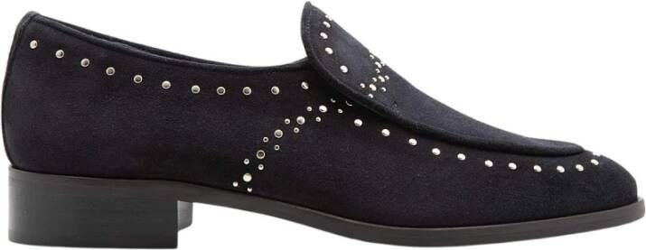 Pertini Blauwe Suède Loafers met Studs Blue Dames