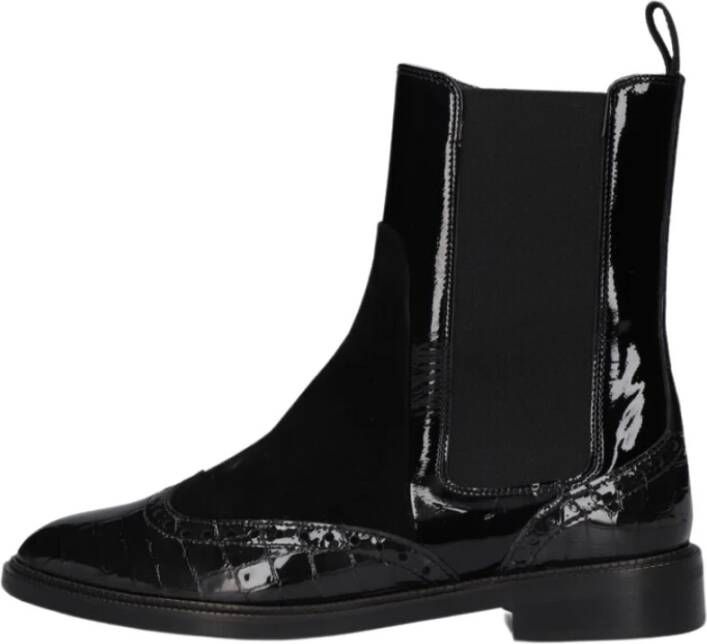 Pertini Zwarte Chelsea Boots Krokodillenprint Black Dames