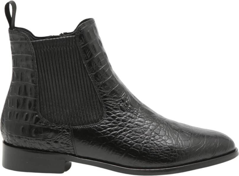 Pertini Zwarte Croco Print Chelsea Boot Black Dames