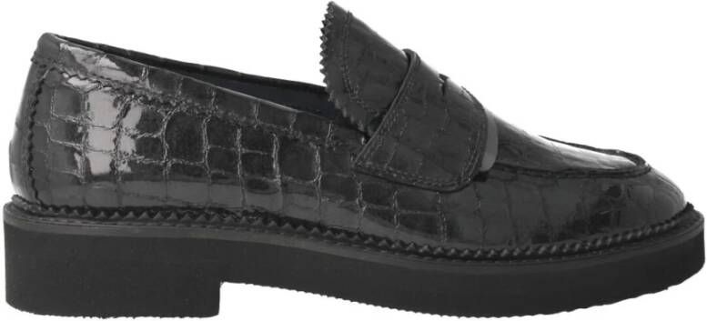 Pertini Zwarte leren loafers met antifaz detail Black Dames