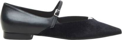 PESERICO Leren en fluwelen ballerina flats Black Dames