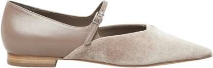 PESERICO Leren en fluwelen ballerina flats Brown Dames