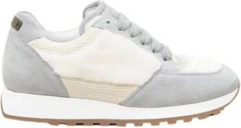 PESERICO Sneakers van echt leer en eco-bont Gray Dames