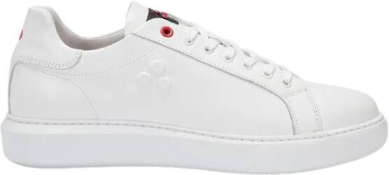 Peuterey Witte leren sneakers met rode details White Heren