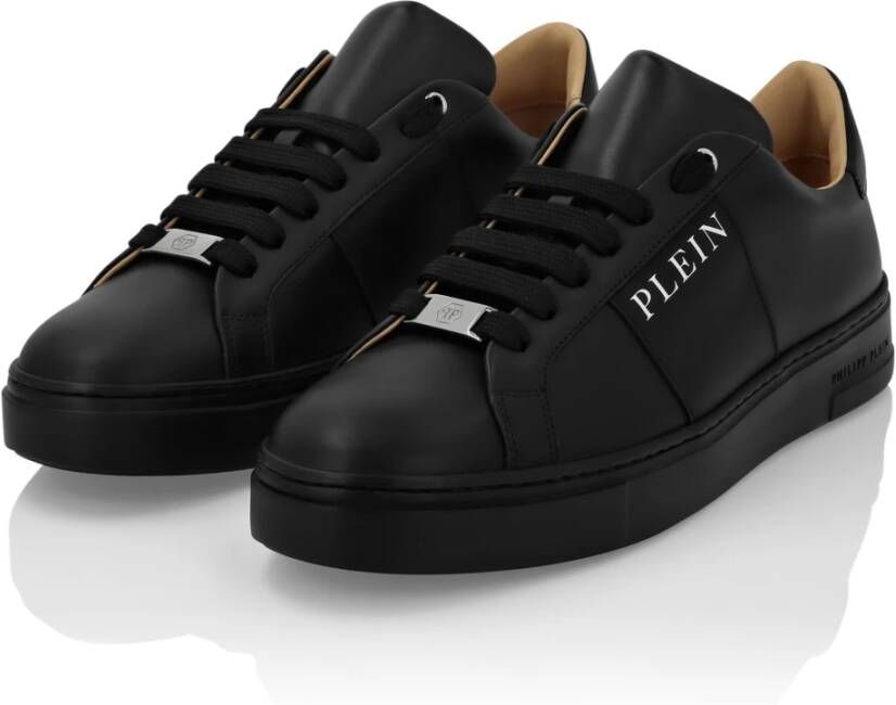 Philipp Plein Bicolor Low-Top Sneakers met Gommat Details Black Heren