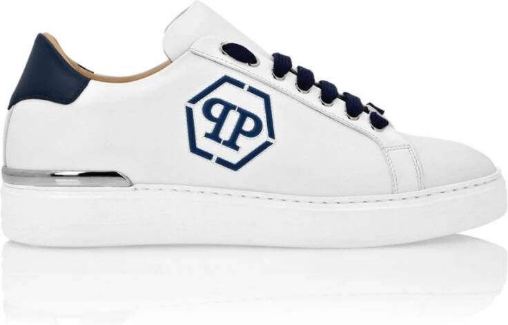 Philipp Plein Blauwe Leren Sneakers Stijlvol Model White Heren