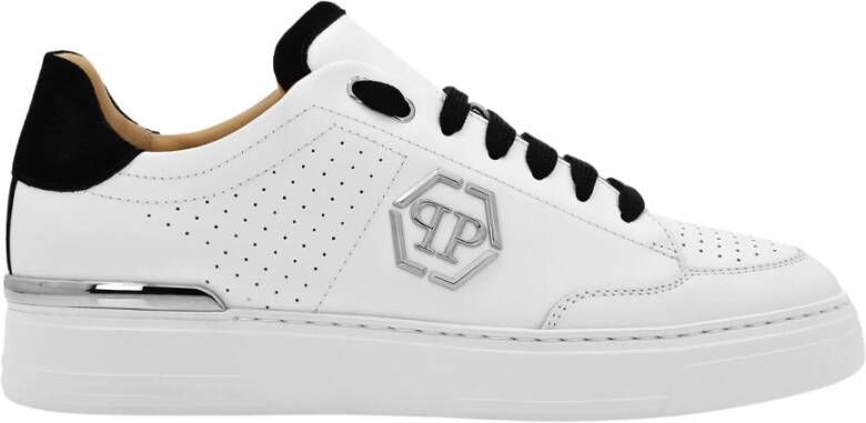 Philipp Plein Geperforeerde leren sneakers met contrast hiel White