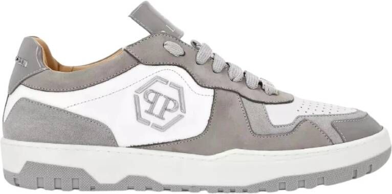 Philipp Plein Grijze Witte Lo-Top Sneakers Gray Dames