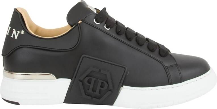 Philipp Plein Hexagon Leren Sneakers Phantom Kick$ Black Heren